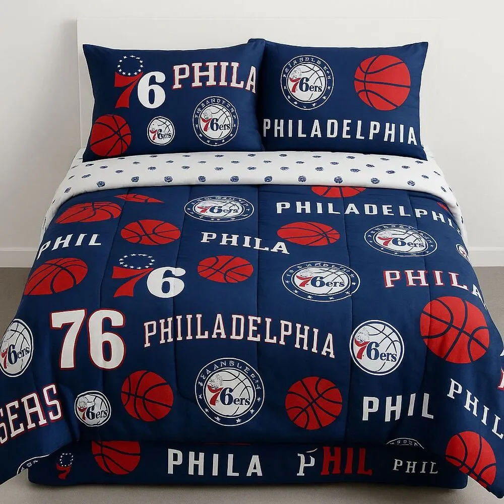 🏀 Philadelphia 76ers 5-Piece FULL Comforter Set – Official NBA Bedding –NWT
